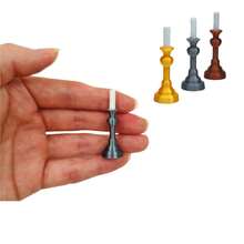 1:12 Scale Dollhouse Miniature Vintage Candlestick With Mini White Candle, Retro Metal Texture Small Candlestick Model, Dollhouse Dining Room And Living Room Scene Decoration Accessory, Suitable For Miniature Scene Models And Handmade Scene Diorama Mini Ornament Toy - Multicolor - View 2