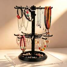 Translucent Double-Layer Rotating Jewelry Storage Rack, Suitable For Bracelets, Necklaces, Pendants, And Also For Storing Hair Clips, Headbands, Hair Accessories And Similar Items For Women - Multicolor - View 9