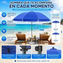 Sjrohe (1.9m X 2.25m) Sombrilla De Playa Jardín, Sombrilla Para Playa, Sombrilla Jardin, Sombrillas Exterior, Global Import Sombrilla De Playa Reforzada, Ideal Para Playa, Jardín, Terraza,Piscina Azul - Azul - Ver 11