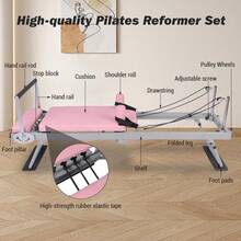 Collapsible Pilates Reformer Machine For Home Gym – Studio-Grade, Dual Resistance (Springs & Cords), Heavy Duty, Quiet & Portable, Ideal For Beginners & Advanced Users - Pink - View 7