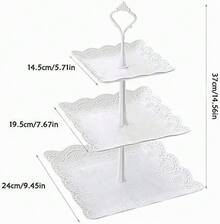 3-Tier Acrylic Dessert Display Stand, Cupcake & Snack Tower For Wedding Parties - White - View 5