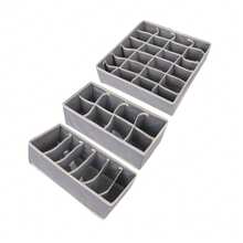 4pcs Multi-Size Modular Underwear Storage Boxes, Freely Combinable And Detachable Drawer Dividers, Large Capacity Foldable Non-Woven Fabric Organizer Boxes For Bras, Panties, Socks - Grey - View 18