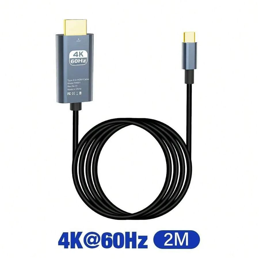 2m 4K 60Hz 30Hz Type-C To HDTV Display Cable, Plug And Play Screen Mirroring, Compatible With Laptop PC Phone TV Monitor Projector Tablet - View 1