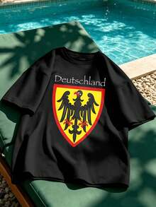 High Quality Cotton German Eagle Shield T-Shirt, Art Print, Street Hip-Hop, Breathable - Black - View 2