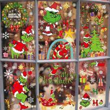 The Grinch 30件組聖誕窗貼，聖誕樹花環標誌 2026新年 | 綠色紅色貼紙貼花裝飾，Stink Stank Stunk 趣味冬季假期居家廚房裝飾 - 多色 - 查看 1