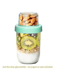 Overnight Oats Cup With Lid, Double Layer Chia Pudding Cup, Dry And Wet Separation, Leak-Proof Yogurt Fruit Cereal Salad Cup, Stackable Durable Glass Material, Suitable For Work, Gym, School, Travel, Refrigerator Storage - Multicolor - View 14