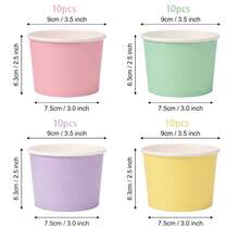 10/20/40pcs Macaron 4-Color Disposable Paper Ice Cream Cups, 9oz Smooth Matte Solid Color Dessert Bowls, Multi-Color Rolled Edge Snack Cups, Suitable For Birthday, Summer Picnic, Baby Shower, School Party Food Tableware - Macaron Colors - View 9