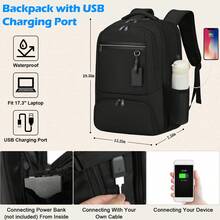 17.3 Inch Laptop Lunch Backpack With USB Charging Port, Waterproof Travel Backpack, Unisex, Carry-On, Insulated Cooler Bag, Student School Bag, Portable Laptop Backpack - 1pc - View 6