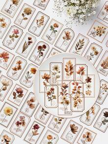 50pcs Floral Stickers Waterproof Transparent Stickers Suitable For Laptop, Water Bottle, Skateboard, Guitar, Luggage, Refrigerator, Phone, Phone Case, Scrapbook Decoration, Applicable For Room Decor, Home Decor, Back To School Supplies, Birthday Party Gifts, Holiday Gifts - 50pcs - View 1