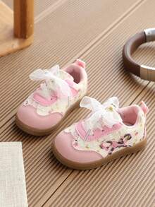 1 Pasang Sepatu Sneakers Putri Baru Musim Semi/Musim Gugur untuk Anak Perempuan, Sepatu Latihan Bertali Gaya Korea, Sepatu Sol Lembut untuk Balita - Berwarna merah muda - View 2