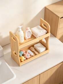 2-Tier Bamboo Baby Storage Rack, Portable Desktop Organizer, Multi-Functional Baby Diaper And Book Storage Rack - Multicolor - View 9