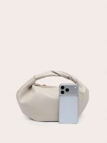 1pc Women's Ruched Cloud Handbag, Minimalist Fashion Lightweight, Suitable For Outings And Shopping - Apricot - View 3