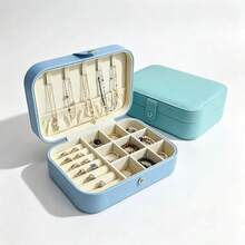 1件裝 16*11*5cm 皮革多功能雙層珠寶收納盒 - 白色 - 查看 6