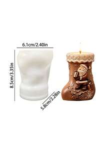 Christmas Stocking Shaped Candle Silicone Mold, Knitted Christmas Tree Long Stocking Shaped Candle Silicone Mold, Cute Christmas Stocking Decoration Resin Plaster Mold, Christmas Decor, Christmas Gift - Christmas Stocking Mold - View 2