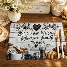 1pc/4pcs/6pcs, Cozy Pattern Printed Linen Placemats, Rectangular Table Mats, Washable, Easy To Clean, Dish Mats, Bowl Mats, Western Table Mats, Suitable For Kitchen, Dining Room, Family Gatherings, Coffee Table And Daily Table Decor - Multicolor - View 1