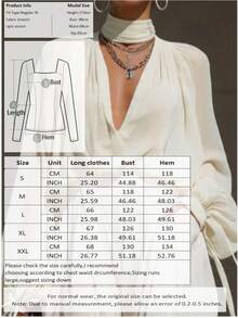 Modische Damen Chiffon Langarm Bluse, tiefer V-Ausschnitt halbtransparentes Top, geeignet für formelle Anlässe - Beige - Übersicht 4