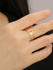 TEAMER 1 chiếc nhẫn ngón tay unisex thời trang đa năng bằng thép không gỉ thiết kế tối giản rỗng hình ma và ngôi sao, quà tặng kỷ niệm Halloween - loạt thời trang - Xem 7
