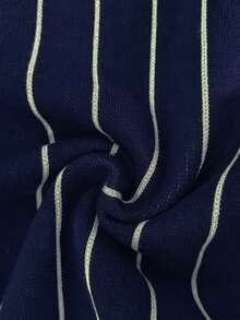WAIT HIM Men's Casual Striped Crew Neck Cardigan - Blue - View 6
