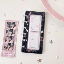 1pc Pastel Star Paw Print 4-Cut Photo Strip Album, Loose-Leaf Photocard Binder With Transparent Display Window, Portable Idol Photostrip Collect Book, Mini Photo Card Storage Holder For Fans, Back To School Supplies,Card Holder - Photo Album - View 8