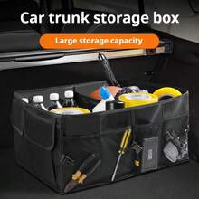 Foldable Car Trunk Storage Box - Thickened Large Capacity Durable Polyester Fiber Universal Type, Suitable For Sedan, SUV And Truck - Multi-Compartment Carrying Box, Ideal For Camping, Sports Equipment And Household Items - B - View 1