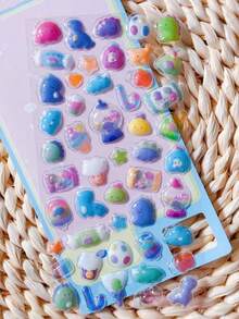 3D Embossed Cartoon Stickers, Cute & Fun Planner Decoration, DIY Crystal Girl - Multicolor - View 12