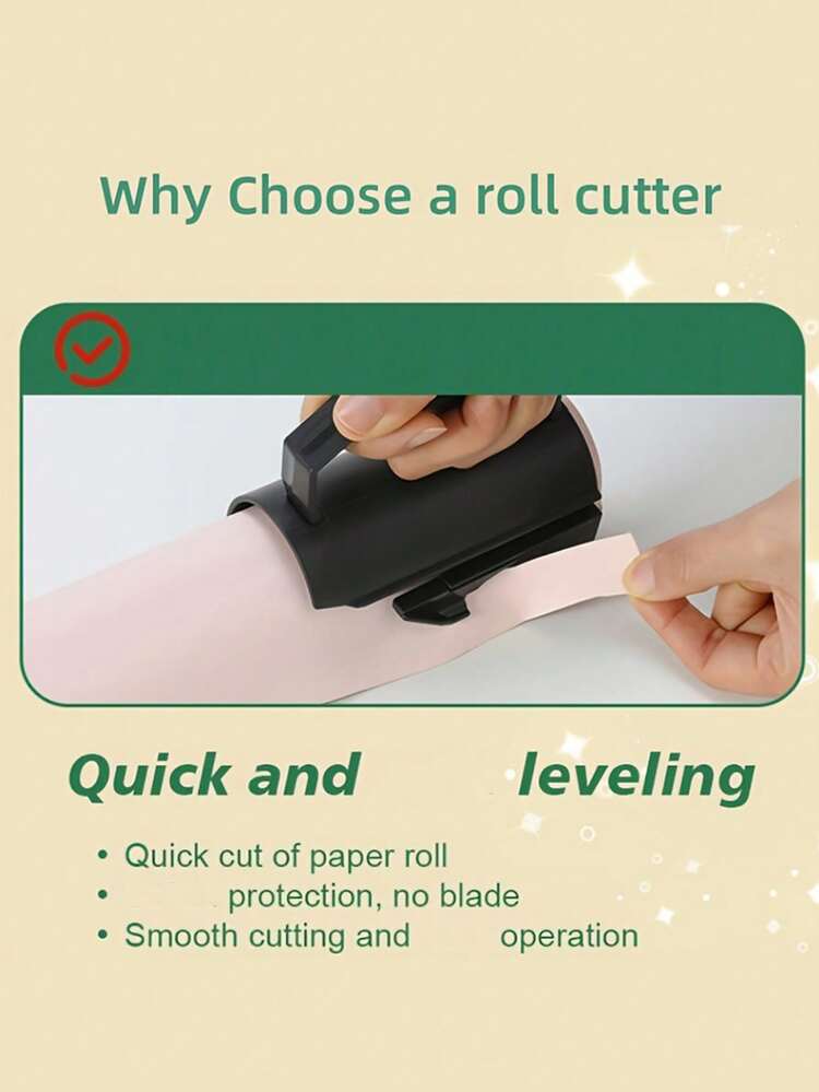1pc Easycut Manual Paper Cutter, Portable Efficient Straight Trimmer, Suitable For All Roll And Types Of Paper, No Battery Required, Ideal For Christmas Gift Wrapping Paper - Multicolor - View 5