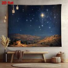 [2d Flat Banner] 1 Piece Of Background Cloth For The Birth Scene Of Bethlehem, The Banner Background Of The Plane Religious Party With Starry Sky And Shining Star, And The Banner Background That Can Be Used For Various Christmas Festivals. - 1 - View 8