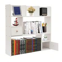 Leeamhome 9 Compartment Desktop Bookshelf White Veneer MDF Plywood Tabletop Storage Rack For Home Office Study Organization - white - View 5