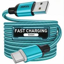 Tzlrxl 快充 USB 轉 USB-C 數據線－高級尼龍編織充電與數據同步線，兼容 Type-C 手機 - 綠色 - 查看 9