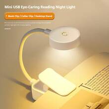1 pieza Luz LED para libros con clip, lámpara de lectura portátil, alimentada por batería, 3 colores ajustables, lámpara de escritorio mini suave y regulable que cuida la vista - Luz de lectura - Ver 2
