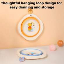 Mesuca 1pc Foldable Home Wash Basin, Disney Cartoon Character Style, Blue/Orange/Pink 3 Colors Optional, With Hanging Hole Design, Space-Saving, Portable Multi-Function, For Face And Foot Washing, Soft Silicone Bath Tub - Multicolor - View 8