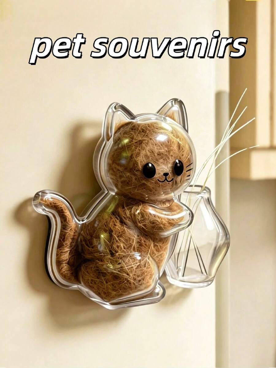 Cute Cat Shaped Fridge Magnet Cat Fur & Whisker Collector, Holeless Pet Hair & Whisker Memorial Keepsake Container, Unique Decorative Gift For Cat Lovers, Essential For Cat Moms, Unique Gift, Pet Memorial