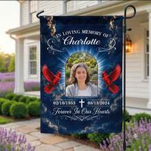 Customized New Flags Personalized DIY Remembering The Garden Flag Guardian Angel Sympathy Quote Custom Photo Pattern Yard Exterior Decor Suitable For Grave Lawn Courtyard Home Styling For Halloween Thanksgiving Christmas Back To School Season - Multicolor - View 3