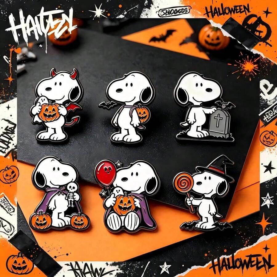 1pc 2026 New Snoopy Halloween Pumpkin Brooch, Fun Casual Accessory Suitable For Clothing, Pencil Case Decoration, Small And Unique, Surprise Gift For Friends And Family (Random Style) - Multicolor - View 1