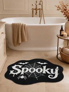 DAJIANG 1pc Halloween Horror Spider Web Bat Wave Welcome Doormat, Outdoor Carpet, Hallway Rug, Area Rug, TPR Backing Non-Slip Mat, Suitable For Bathroom, Indoor, Hallway, Bedroom, Living Room, Bedside, Machine Washable Easy Clean Entryway Mat Home Decor - Multicolor - View 8