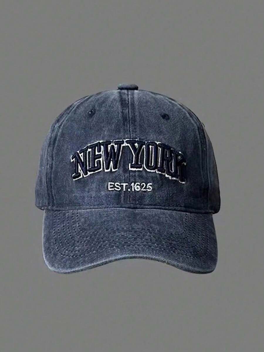 1件刺繡NEW YORK棒球帽,戶外可調節防曬休閒帽,適合男孩女孩,春秋旅行、海灘度假遮陽帽 - 藏青 - 查看 1