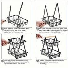 A-Shaped Multi-Layer Fruit And Vegetable Storage Rack, Hollow Iron Art Draining Fruit Basket, Home Dining Table Snack And Fruit Display Stand, Black And White Minimalist 3-Tier Fruit Basket, Portable Detachable Vegetable Storage Basket, Kitchen Countertop Tiered Storage Shelf, Hollow Mesh Design, Breathable And Draining, A-Shaped Stable Support, Anti-Tip, Tiered Design, Fits Various Sizes Of Fruit, Easy To Access - Multicolor - View 6