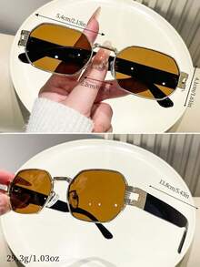 1 par de gafas de moda con marco cuadrado para mujer, estilo Y2K lindo, personalizadas para verano y playa, accesorio de playa, gafas para mujer, adecuadas para vacaciones de verano en la playa y viajes al aire libre - Marrón - Ver 3