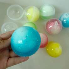 1 buah Bola Remas Isi Selai Renyah Hadiah Natal, Bola Karet Lembut Holografik Bintang Berglitter yang Bisa Ditarik, Bola Buatan Tangan Pereda Stres untuk Pekerja Kantor dan Pelajar (Warna Acak) - MultiWarna - View 6