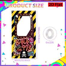 2D Party Photo Booth Decorations, Neon Theme Banner, 80s Style, Featuring Vintage Telephone, Lightning, Stereo Speaker And Pop Art Lips Design, Perfect For Retro 80s Hip Hop Banner Flag - 1 - View 2