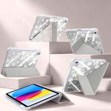 可愛 Y 型折疊平板保護殼，附筆槽，適用於 iPad Air 8 (M4) 11" 13" 2026 11th (A16) Air 11 M3 M2 Pro 11 M4 M5 7th 8th 9th 10.2" 10th 10.9 Air 4 Air 5，護角設計 - 粉紅色小菊花 - 查看 7