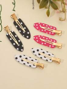6PCS Vintage Polka Dot Print Cute Women's Hair Clips, Suitable For Daily Life, Date, Party Styling Decoration Women's Hair Accessories - Multicolor - View 2