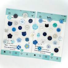 10/20/30/35/40/45/50/55/60/70Pcs Blue Button Assortment, Creative DIY Decorative Accessories, Flower, Star, Moon Shapes, Resin Material, Delicate And Easy To Use, Suitable For Clothing Modification, Greeting Card Decoration, Jewelry Making And More - Multiple Styles - View 3