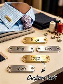 1/5/10/15pcs Engraved Buttons, Personalized Stainless Steel Tags, Used For Knitting, Product Labels, Name Tags, Clothing Labels | Supports Multiple Languages - Multicolor - View 2