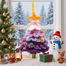 Handmade Crochet Christmas Tree Ornament, Cute Plush Knitted Mini Xmas Tree Hanging Charm, Car Rearview Mirror Pendant, Holiday Home Room Decor Festive Gift - Multi-color - View 9