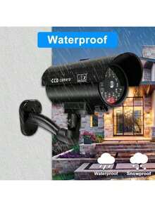1pc Solar Powered Simulated Security Camera, Anti-Theft Anti-Intrusion, Light Waterproof, Red LED Flashing, Free CCTV Sticker - Multicolor - View 9