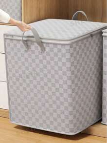 3pcs/1pc 30L/110L/150L/220L Foldable Storage Box With Lid, Plaid Pattern, Space-Saving Design, Durable Non-Woven Fabric, Ideal For Home Moving And Packing, Bed Under, Wardrobe And Moving - Stackable And Washable - Grey - View 7
