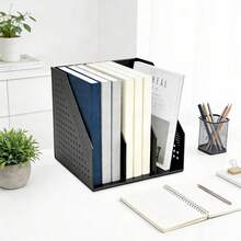 File Storage Boxes - 3 Compartments, Black - View 3