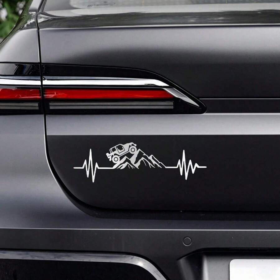 1pc Heartbeat Off Road Mountain Climb Graphics Car Sticker Vinyl Decor Decal 4x4 Truck Auto Windshield Bumper Decoration - A - View 1