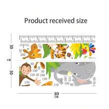 1 Set/2 Pcs Animal Height Growth Chart Stickers, Nursery Children's Room Decor Baby Height Measurement Wall Ruler, Cartoon Animal Wall Decals - one-size - View 8